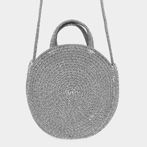 Two Tone Round Raffia Crossbody Bag - Picture 7 of 7